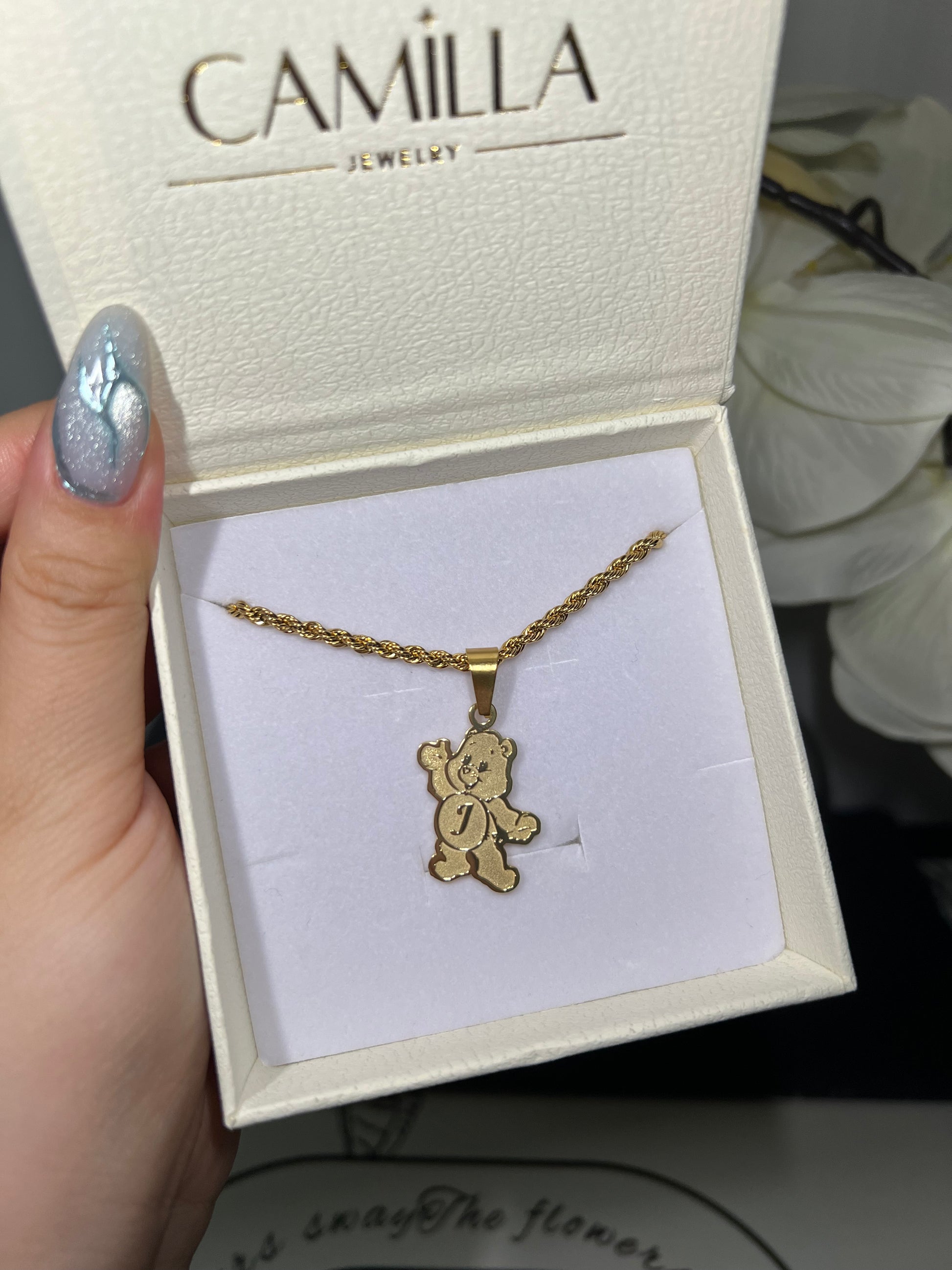 Custom Care Bear Initial Pendant Necklace - Camillaboutiqueshop