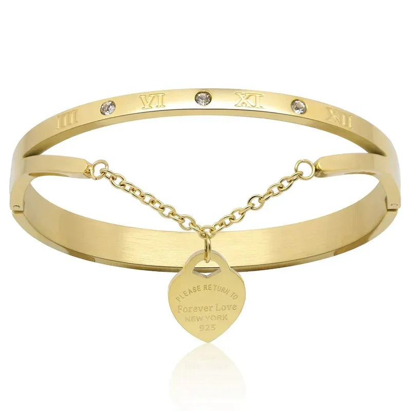 FOREVER LOVE STAINLESS STEEL BANGLE BRACELET - Camillaboutiqueshop