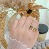 Gold Triple Birthstone Band Stackable Rings - camillaboutiqueshop