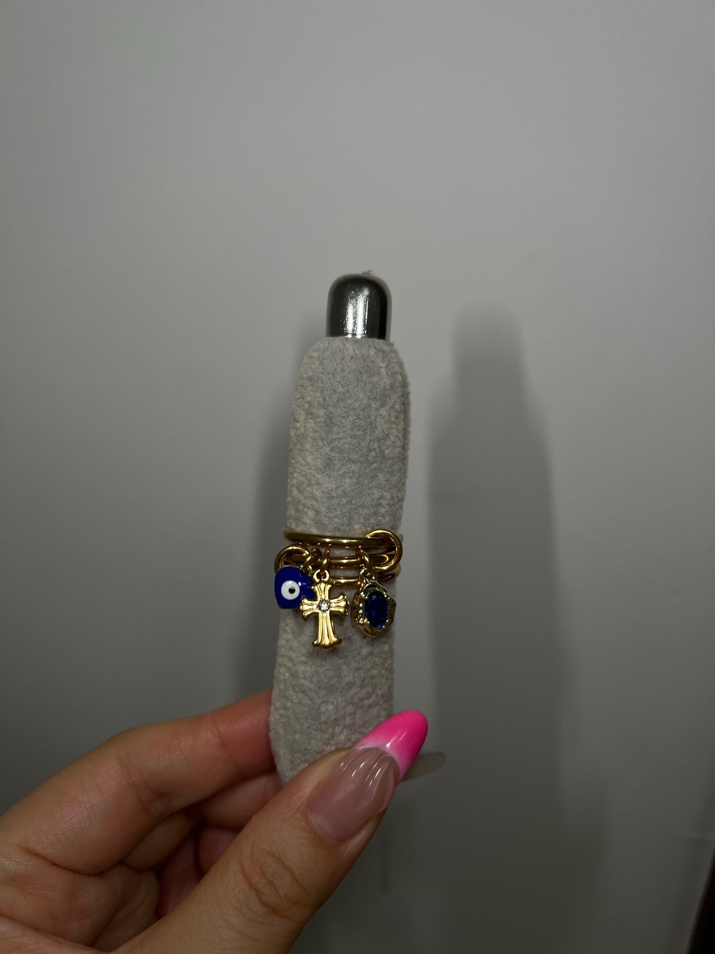 Blue Evil Eye Charm Ring