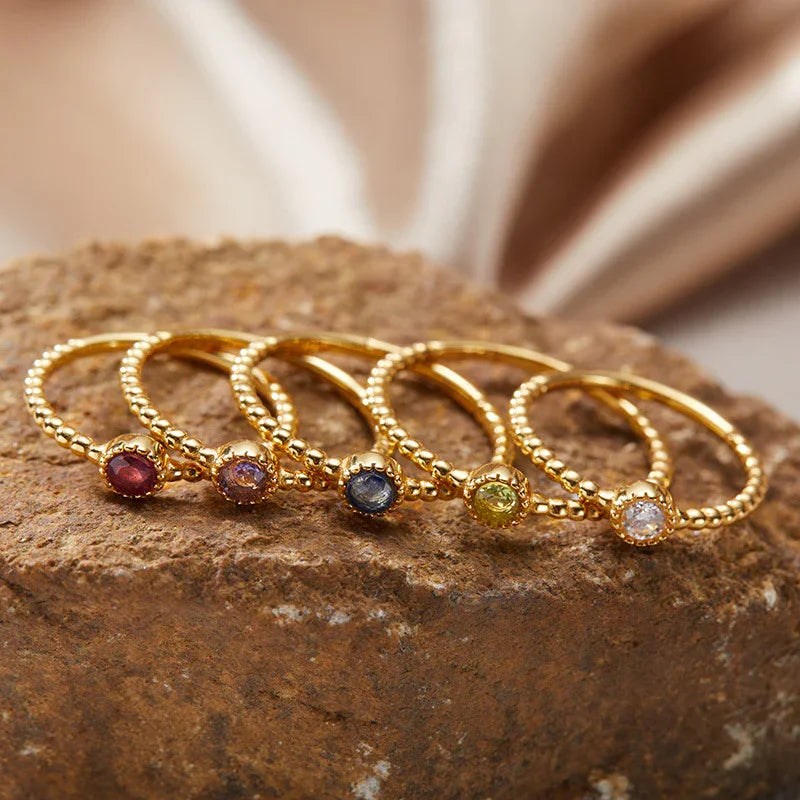 18K Gold Solitaire Birthstone Ring - camillaboutiqueshop