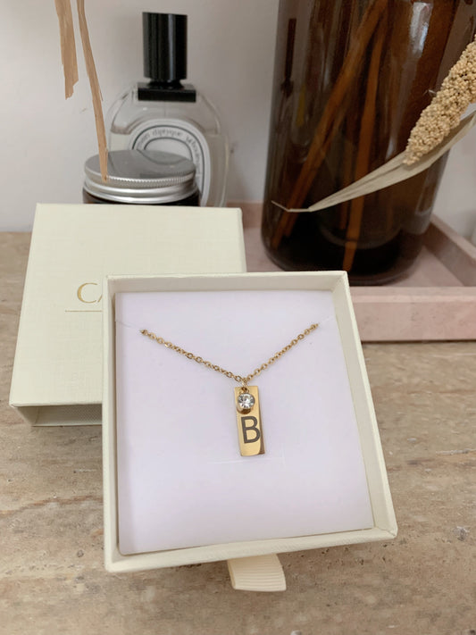 Initial Necklace With Birthstone