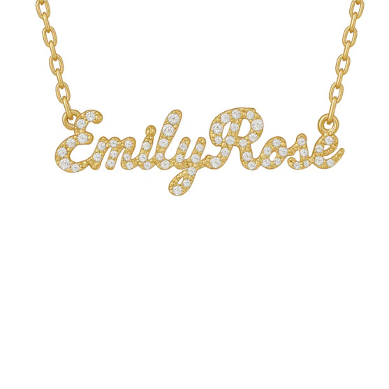 Custom Pave Script Name Necklace -camillaboutiqueshop