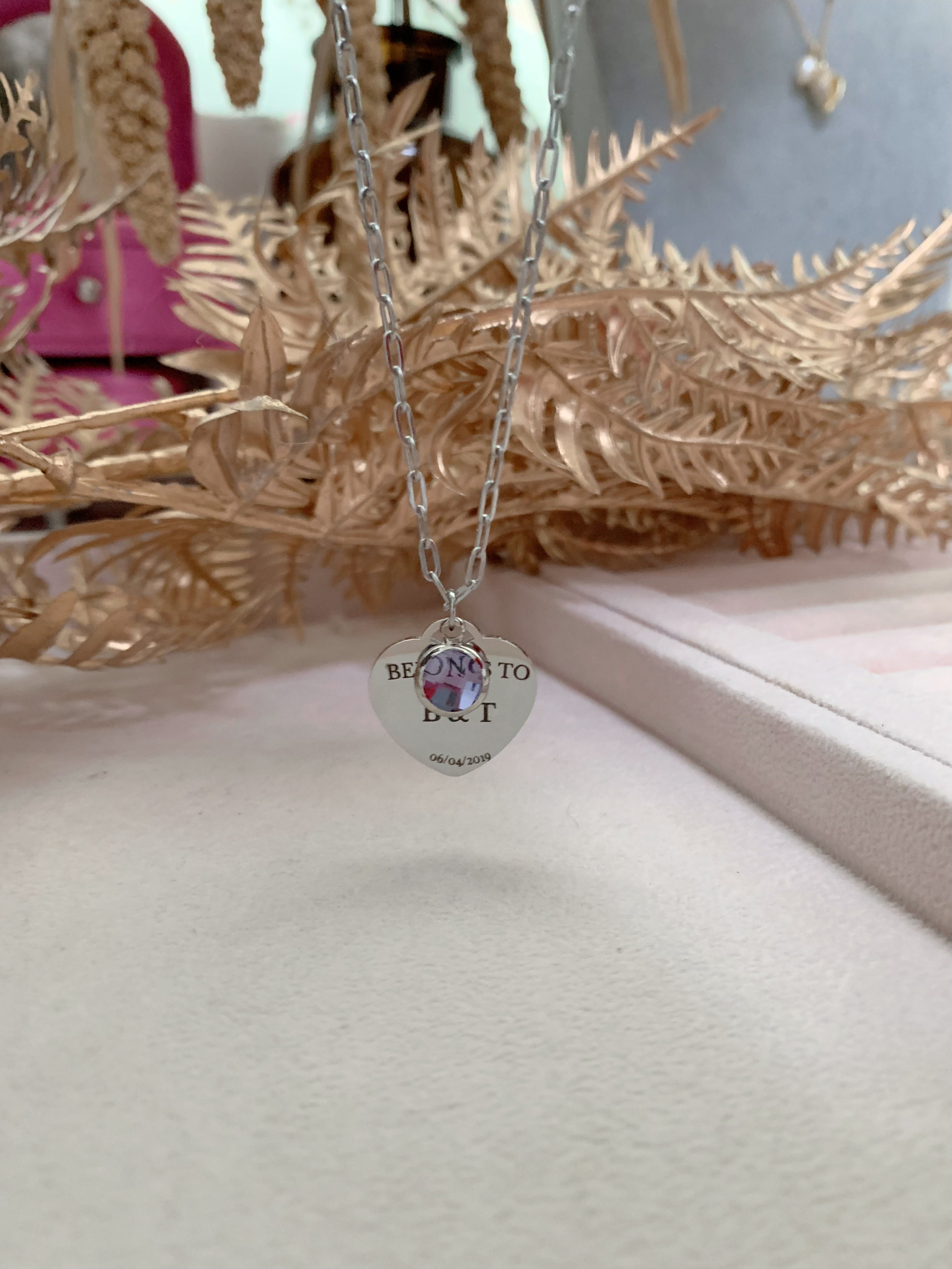 Heart token with birthstone necklace - camillaboutiqueshop
