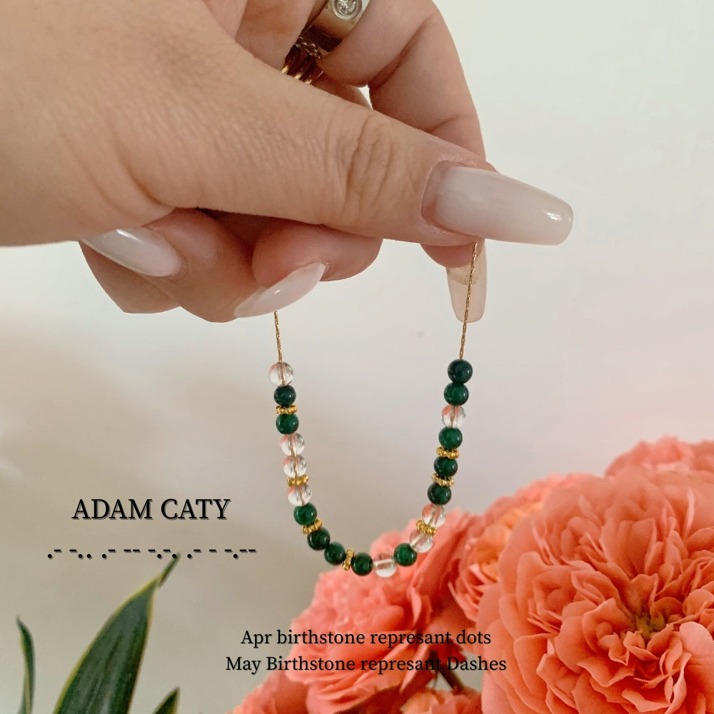Custom Birthstone Morse Code Bracelet - camillaboutiqueshop