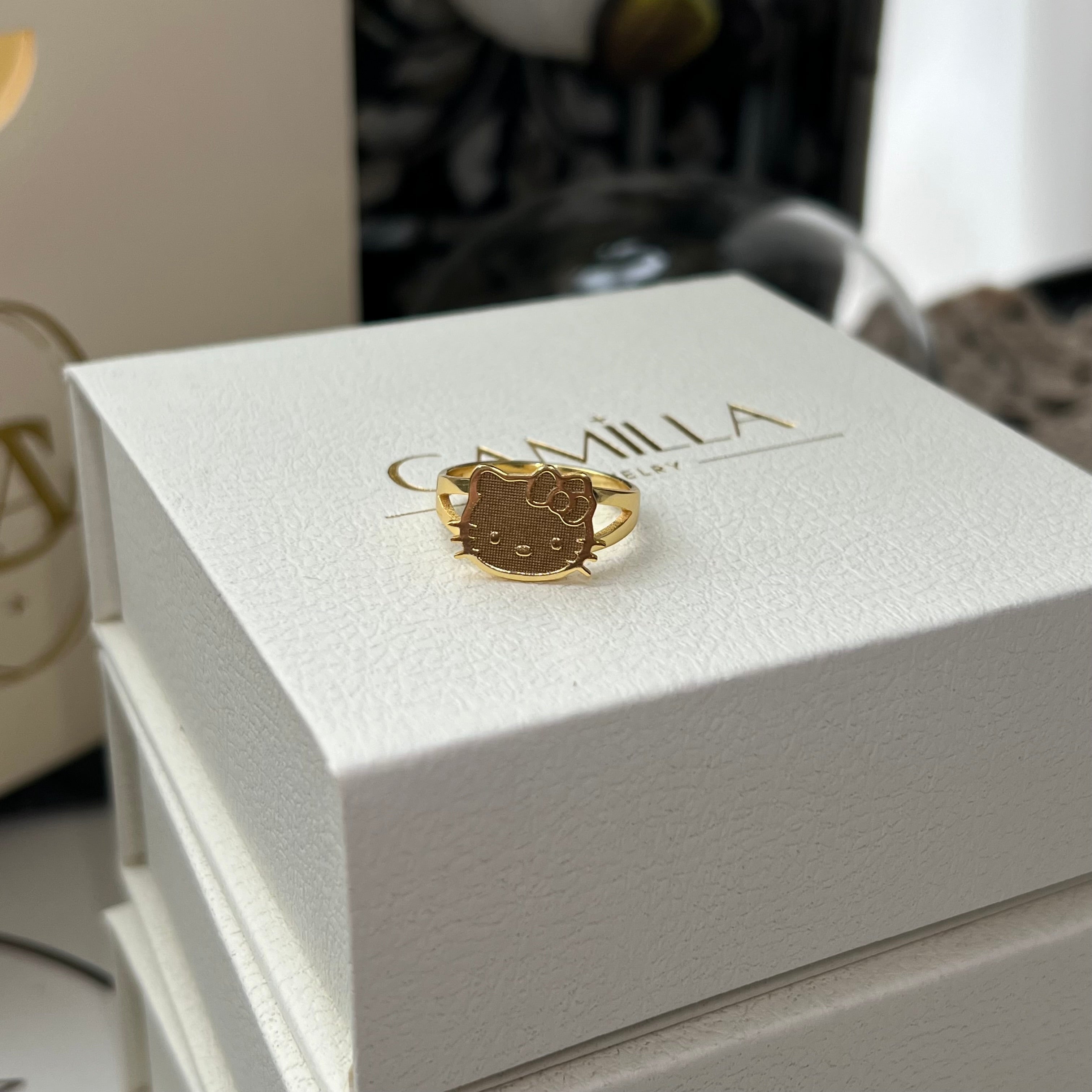 Kitty Full Face Sterling Silver Ring