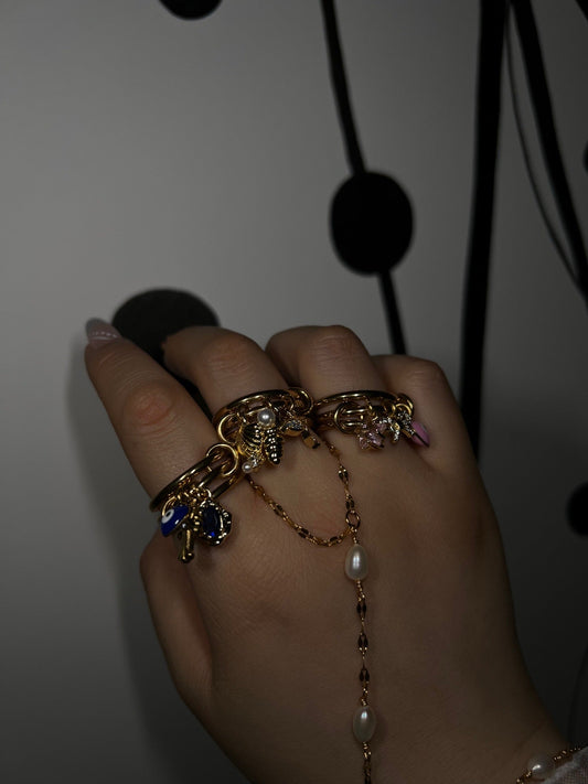 Blue Evil Eye Charm Ring