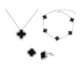 Black Onyx Clover Jewelry Set - camillaboutiqueshop