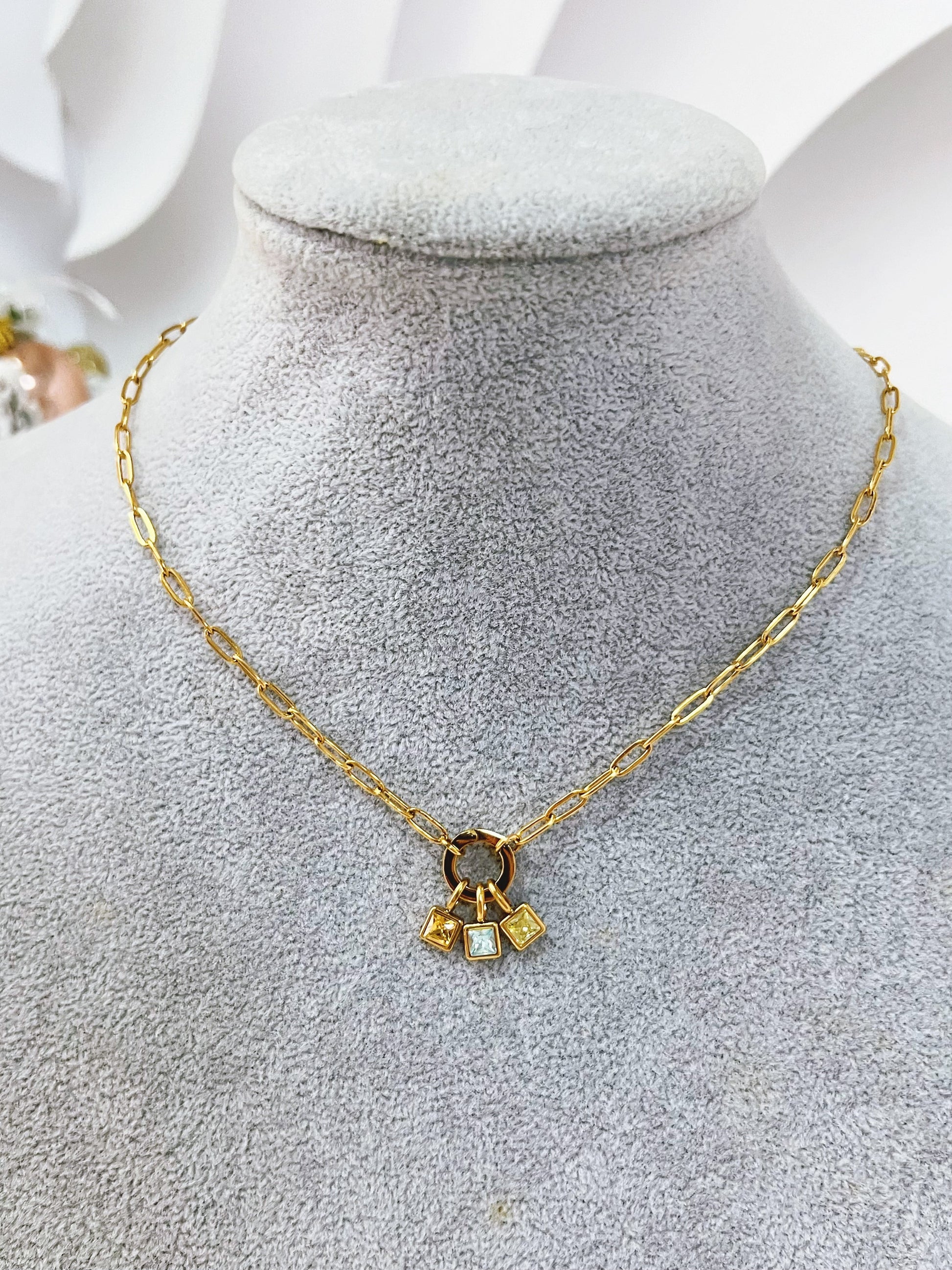 3 Birthstone Charms Necklace - camillajewelry