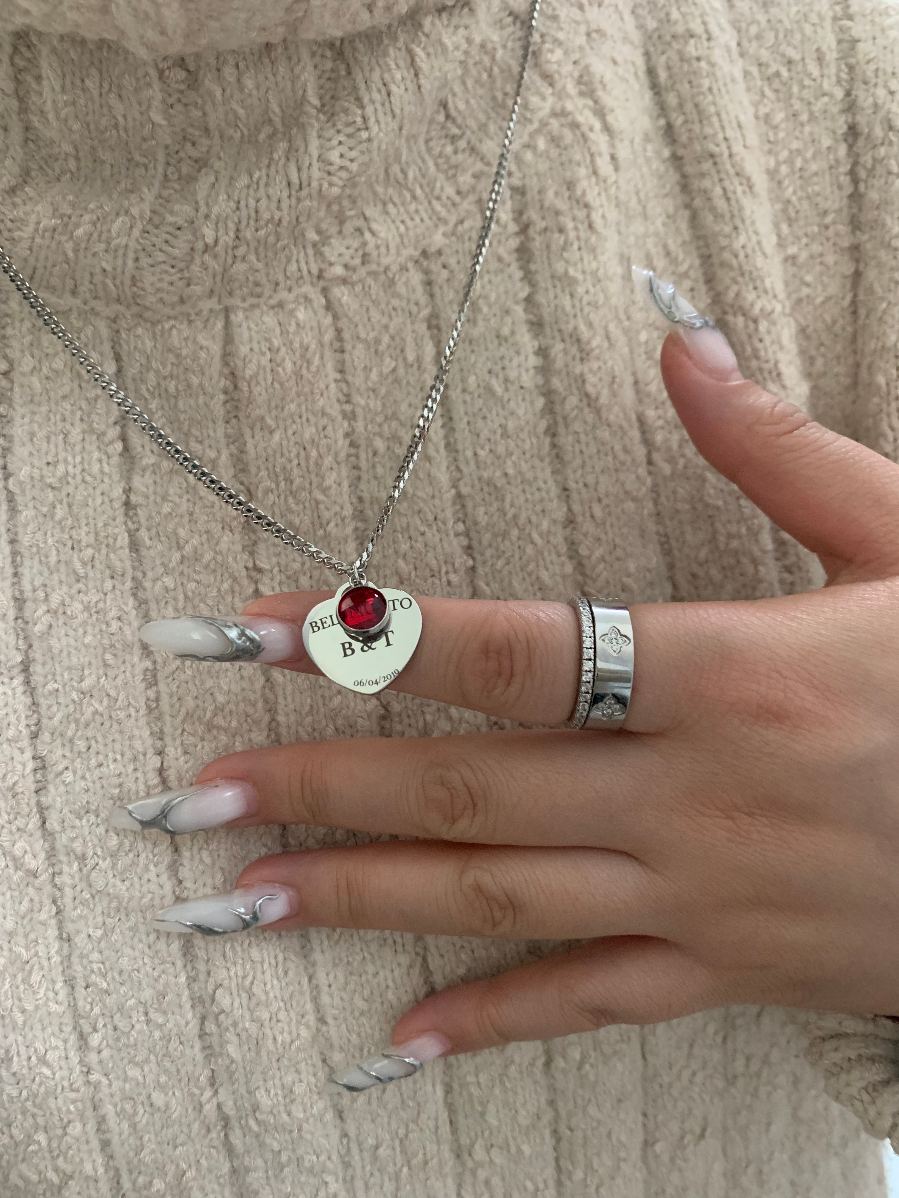 Heart token with birthstone necklace - camillaboutiqueshop