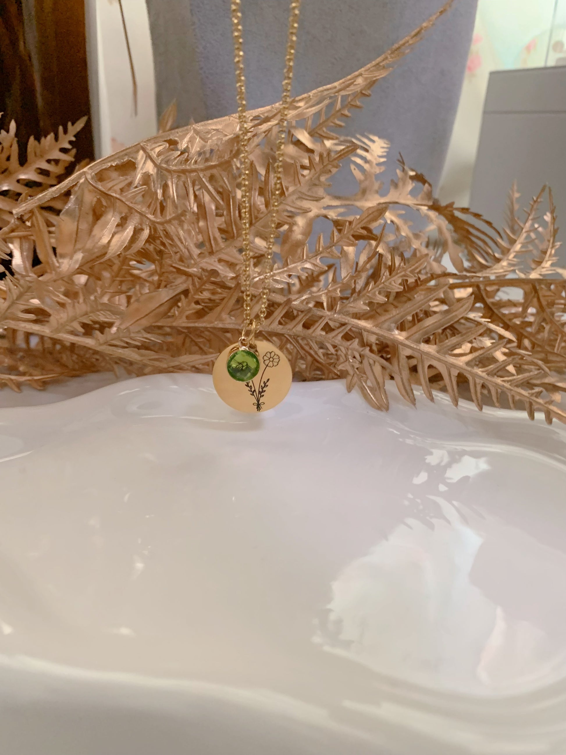 Birth Month Flower Bouquet Charm Necklace With Birthstone - camillaboutiqueshop