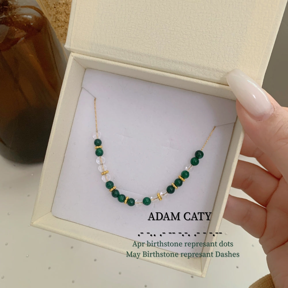 Custom Birthstone Morse Code Necklace - camillaboutiqueshop