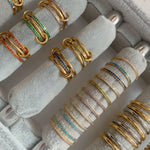 Gold Halo Birthstone Interlock Stacking Ring - camillaboutiqueshop