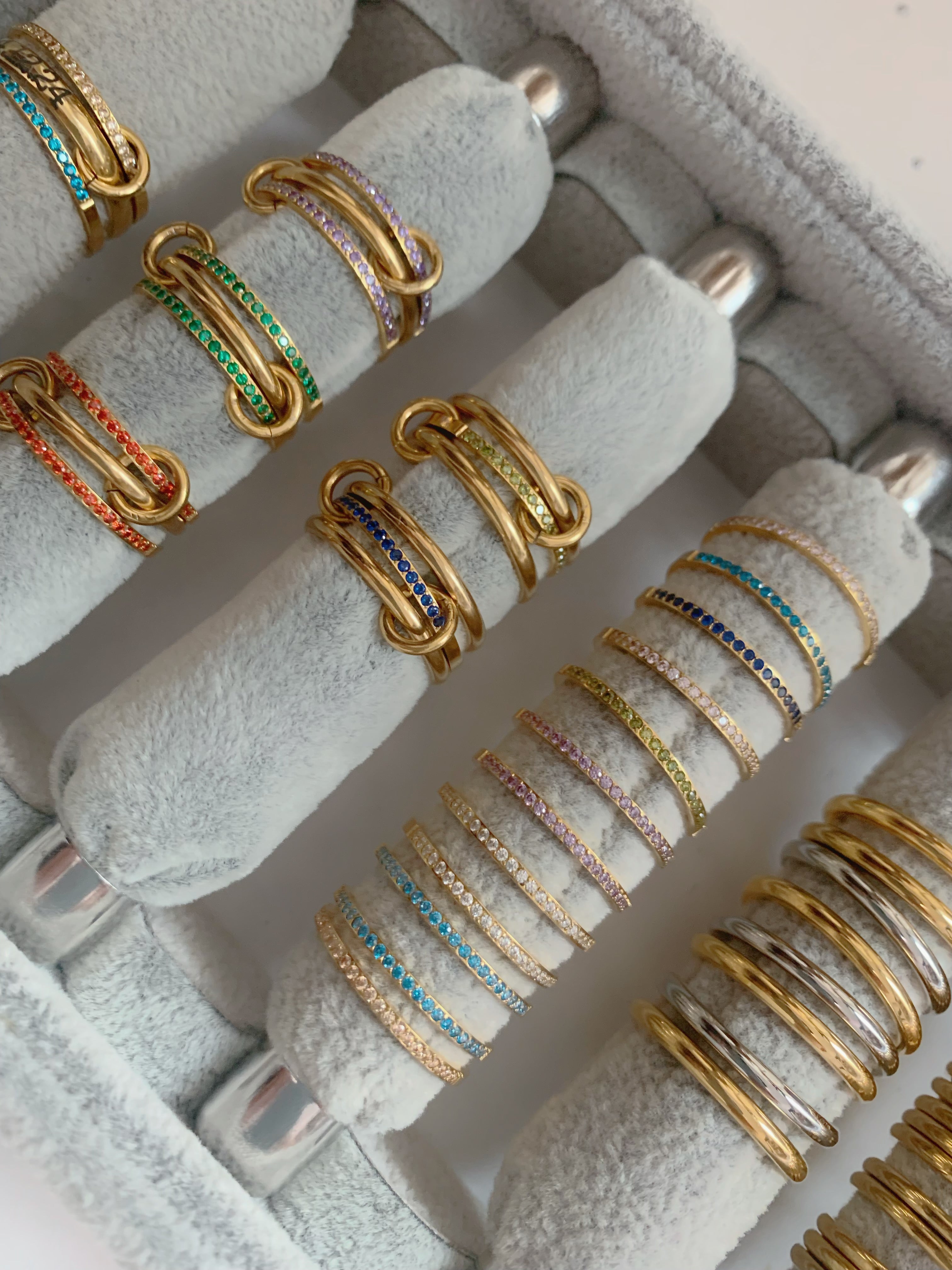 Gold Halo Birthstone Interlock Stacking Ring - camillaboutiqueshop