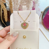 Heart token with birthstone necklace - camillaboutiqueshop