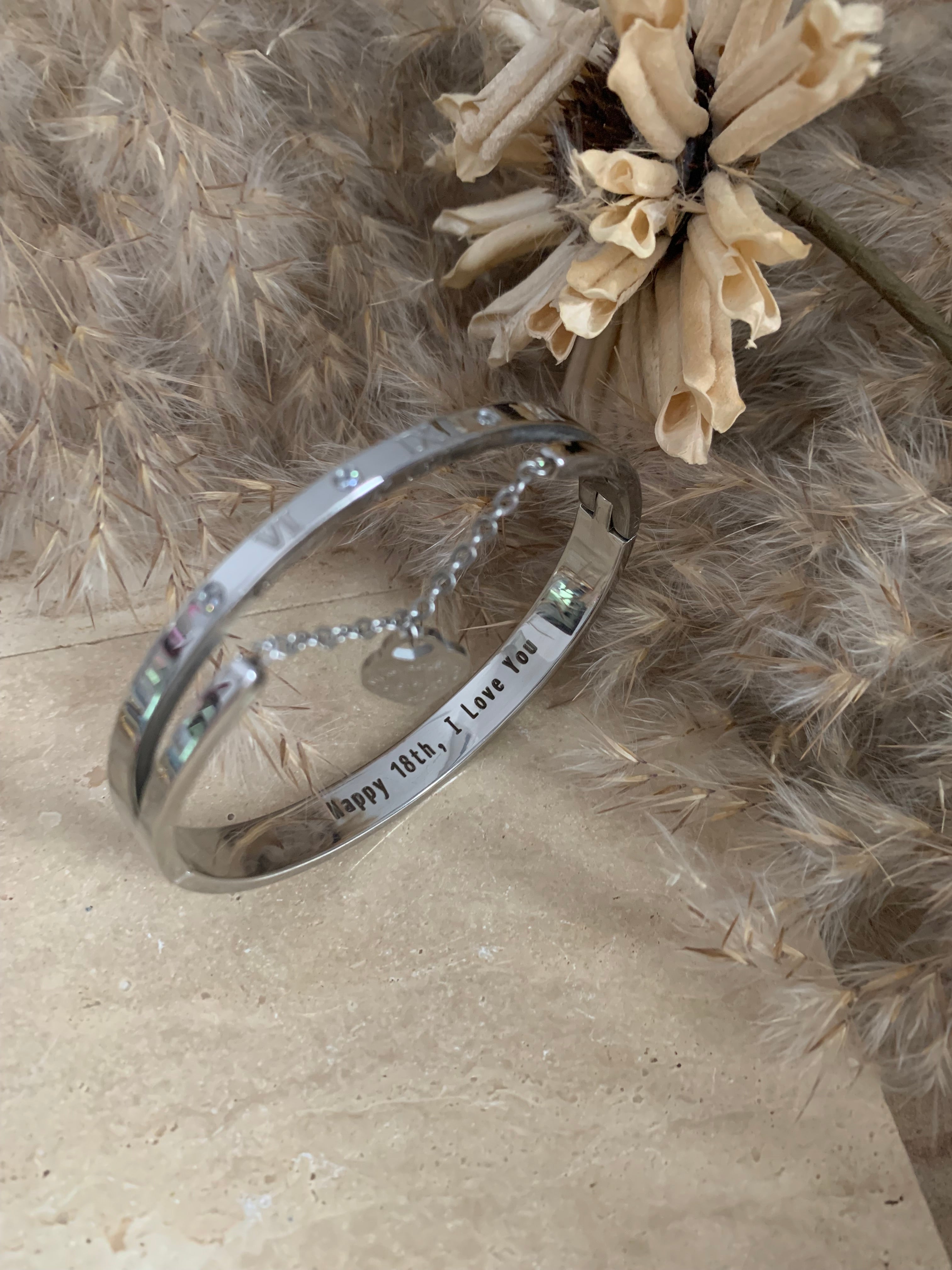 Clover Bangle with Brown Vegan Leather