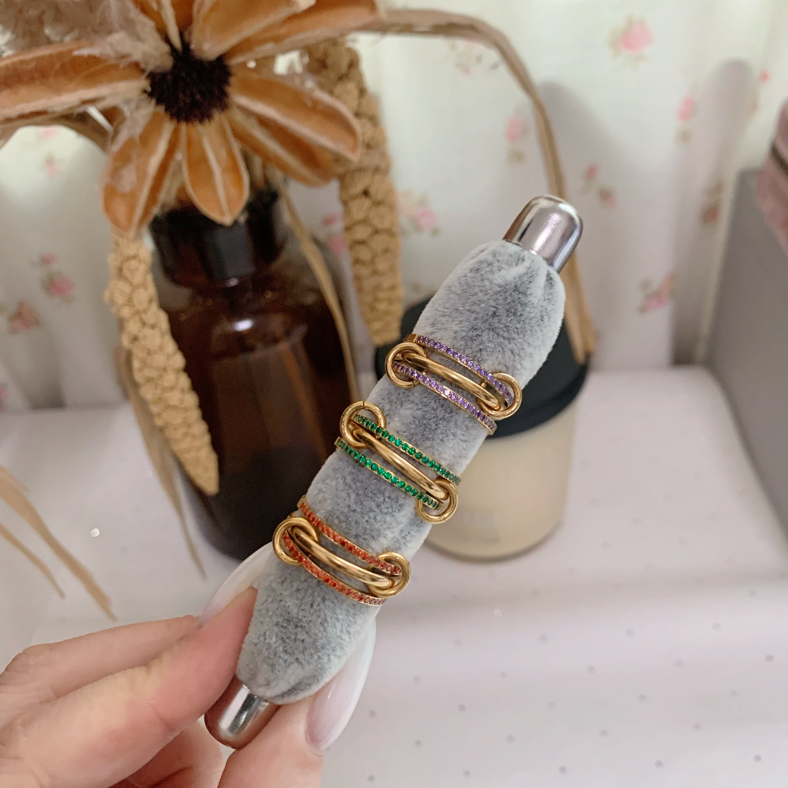 Double Birthstone Band Stackable Rings - camillaboutiqueshop