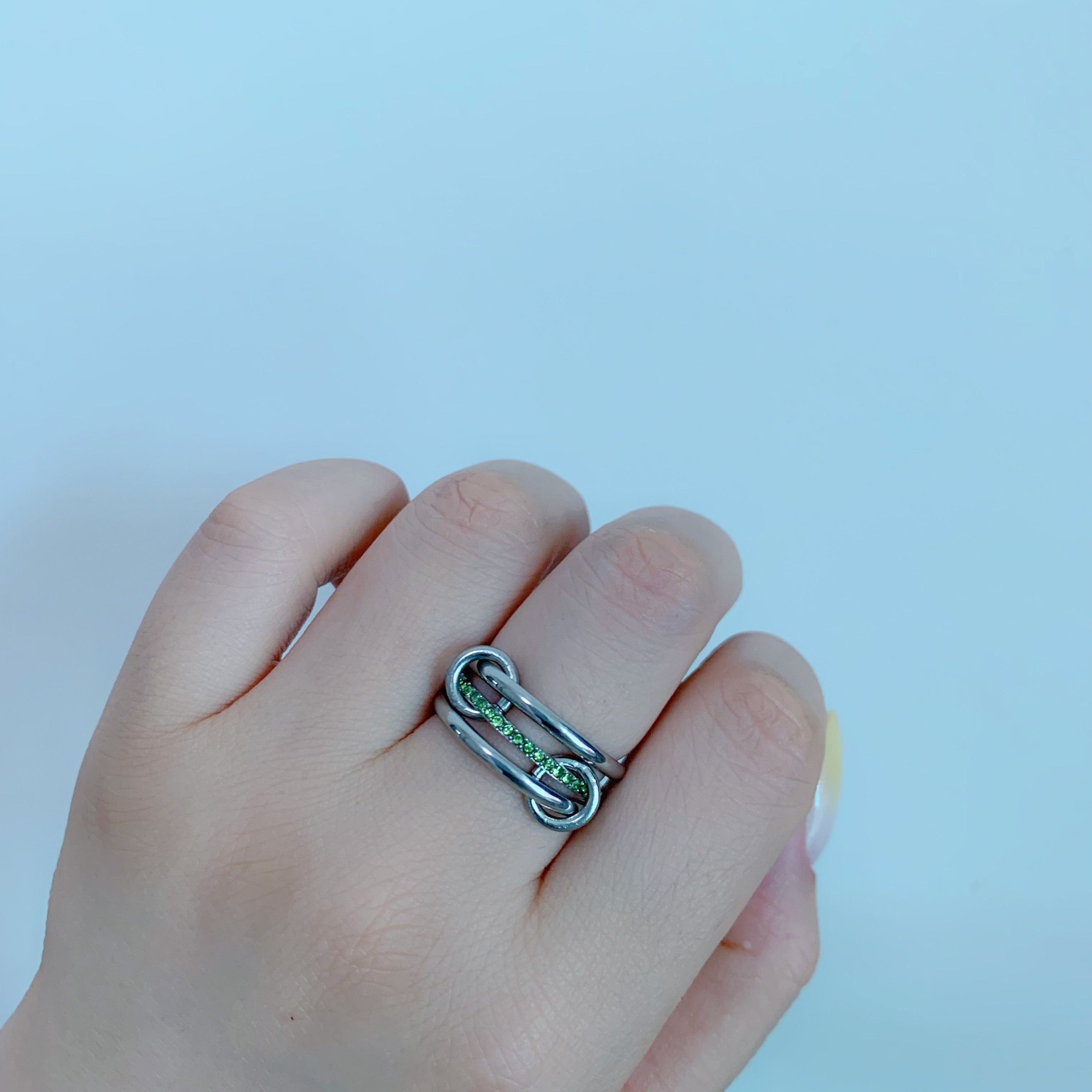 Silver Halo Birthstone Interlock Stacking Ring - camillaboutiqueshop