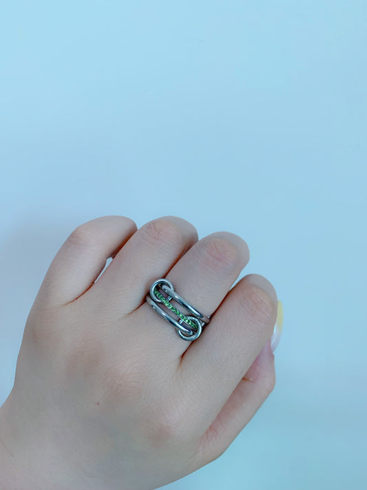 Silver Halo Birthstone Interlock Stacking Ring