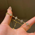 925 silver four-leaf full diamond flower bracelet - Camillaboutiqueshop
