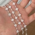 925 silver four-leaf full diamond flower bracelet - Camillaboutiqueshop