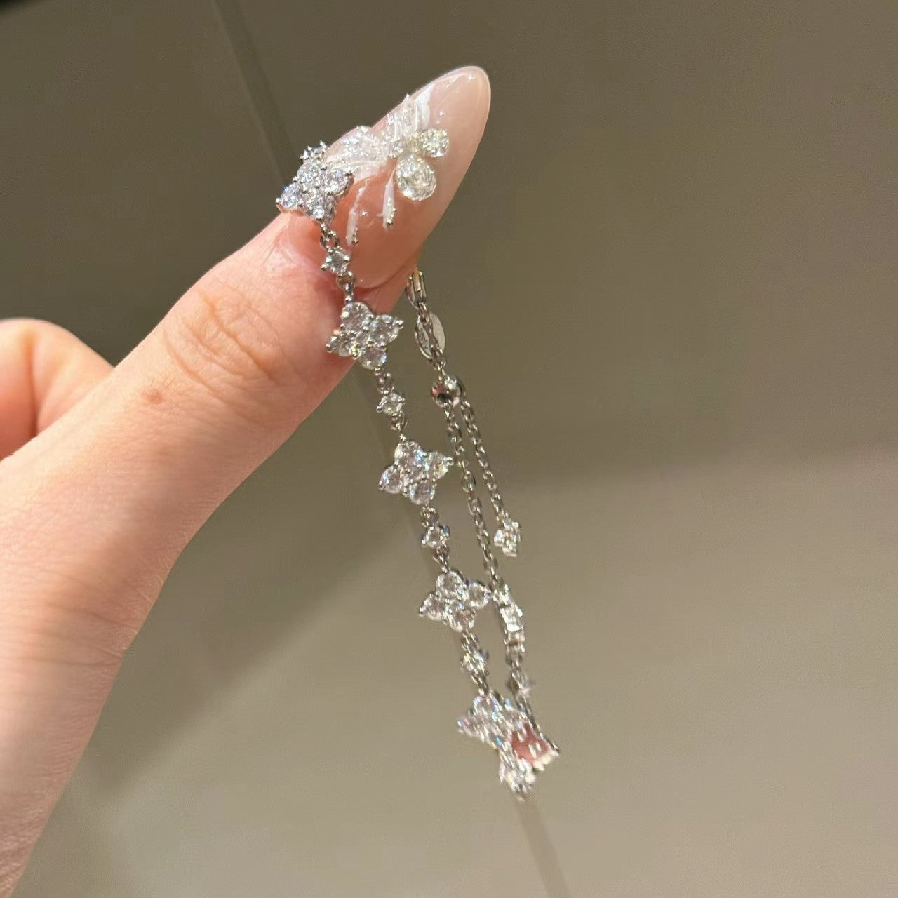 925 silver four-leaf full diamond flower bracelet - Camillaboutiqueshop