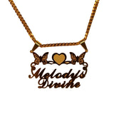 Double Butterfly Name Necklace