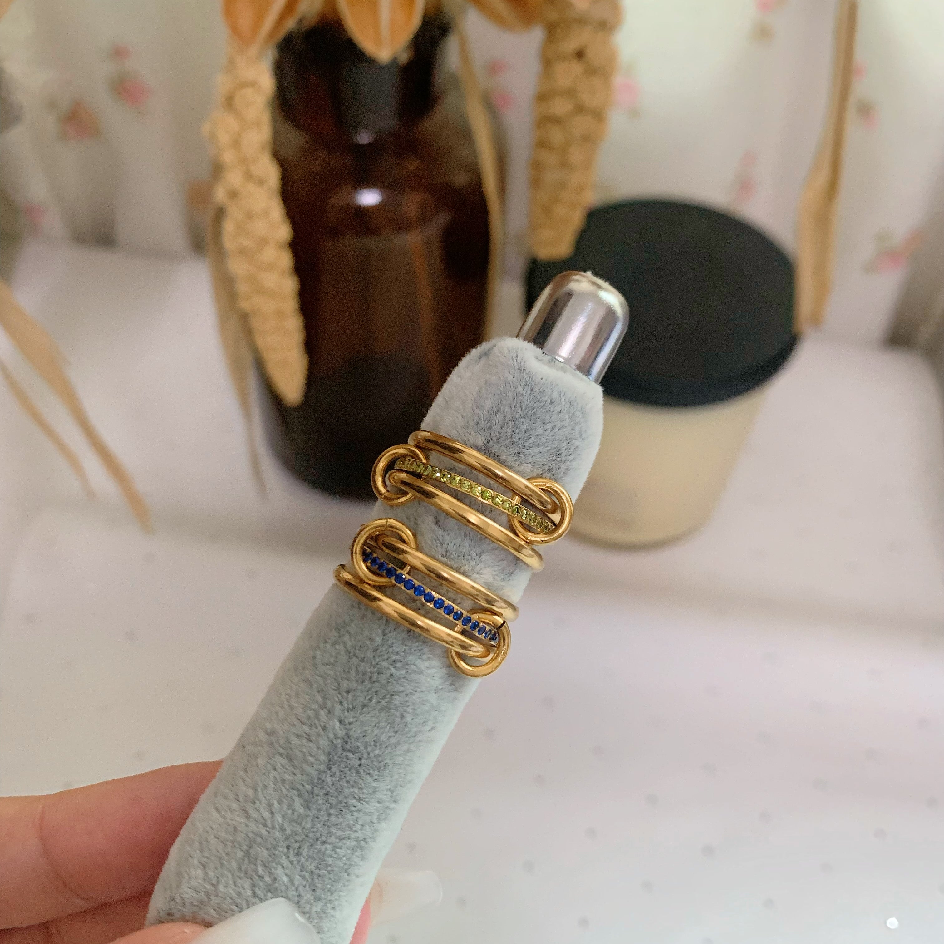 Gold Halo Birthstone Interlock Stacking Ring - camillaboutiqueshop