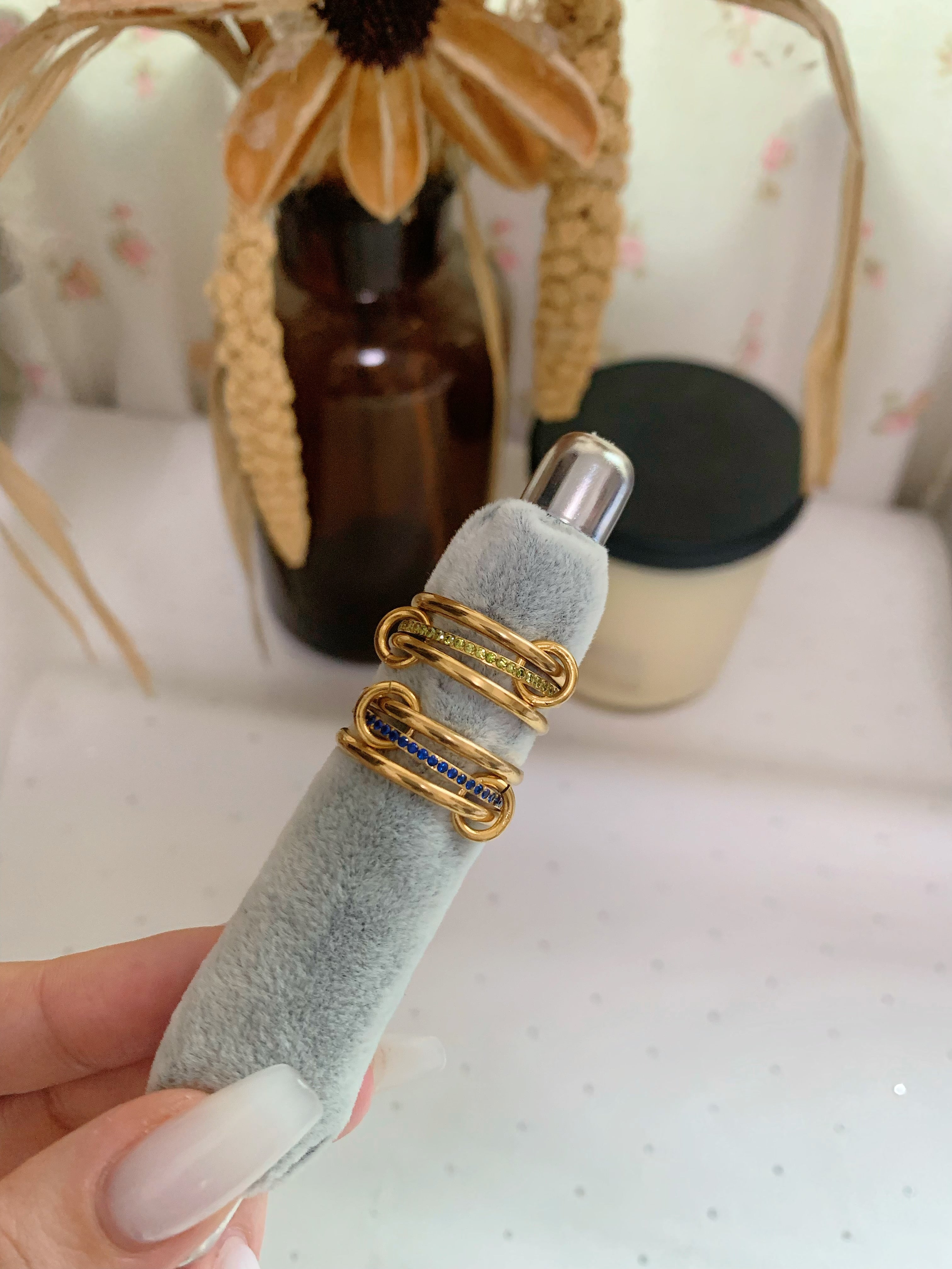 Gold Halo Birthstone Interlock Stacking Ring - camillaboutiqueshop