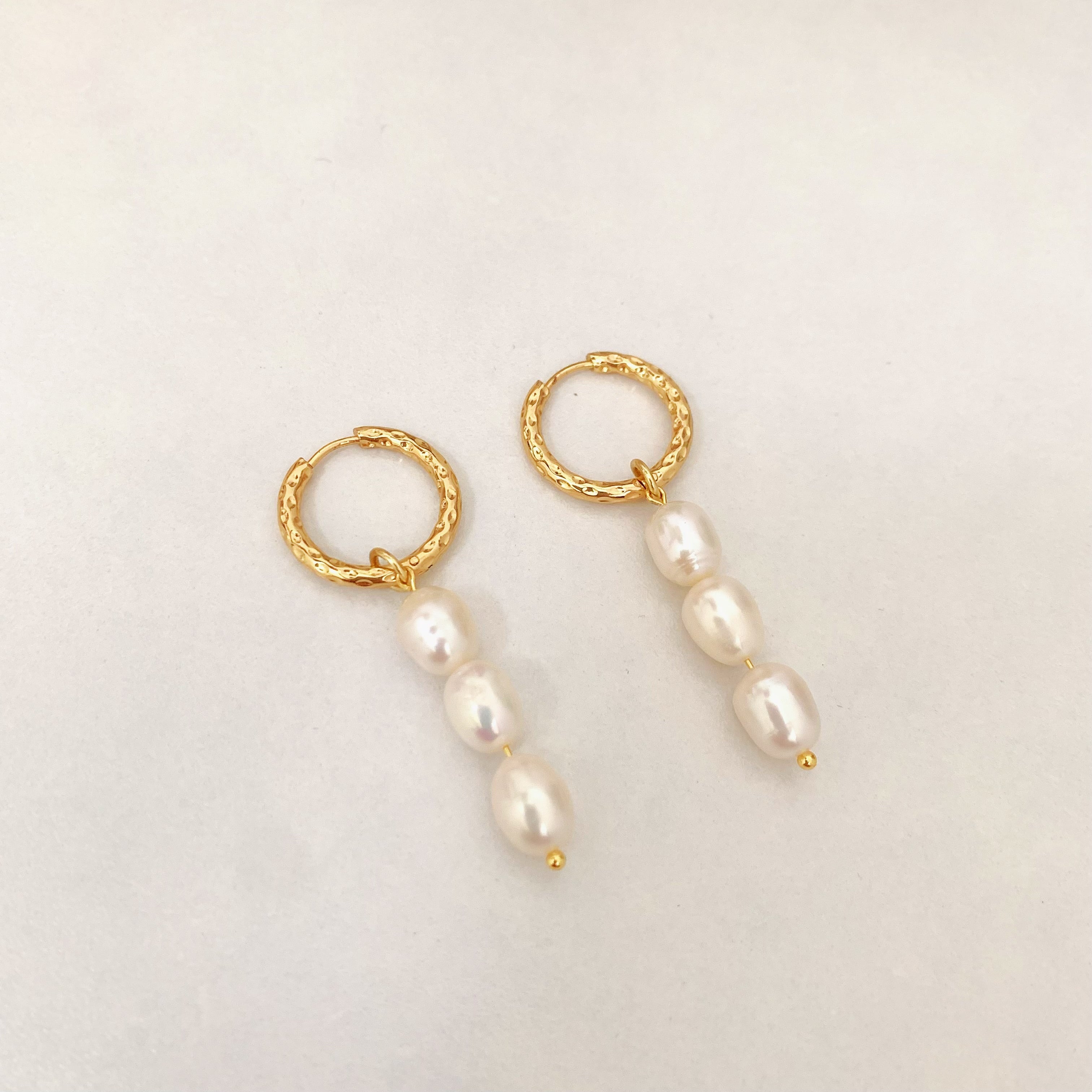 Pearl Drop Hoop Earrings - camillaboutiqueshop