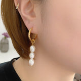 Pearl Drop Hoop Earrings - camillaboutiqueshop