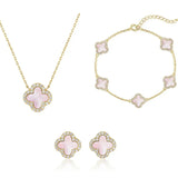 Pink Mother Of Pearl Clover Jewelry Set - camillaboutiqueshop