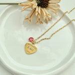Heart token with birthstone necklace - camillaboutiqueshop