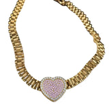 Custom Heart Pink Rolex Necklace