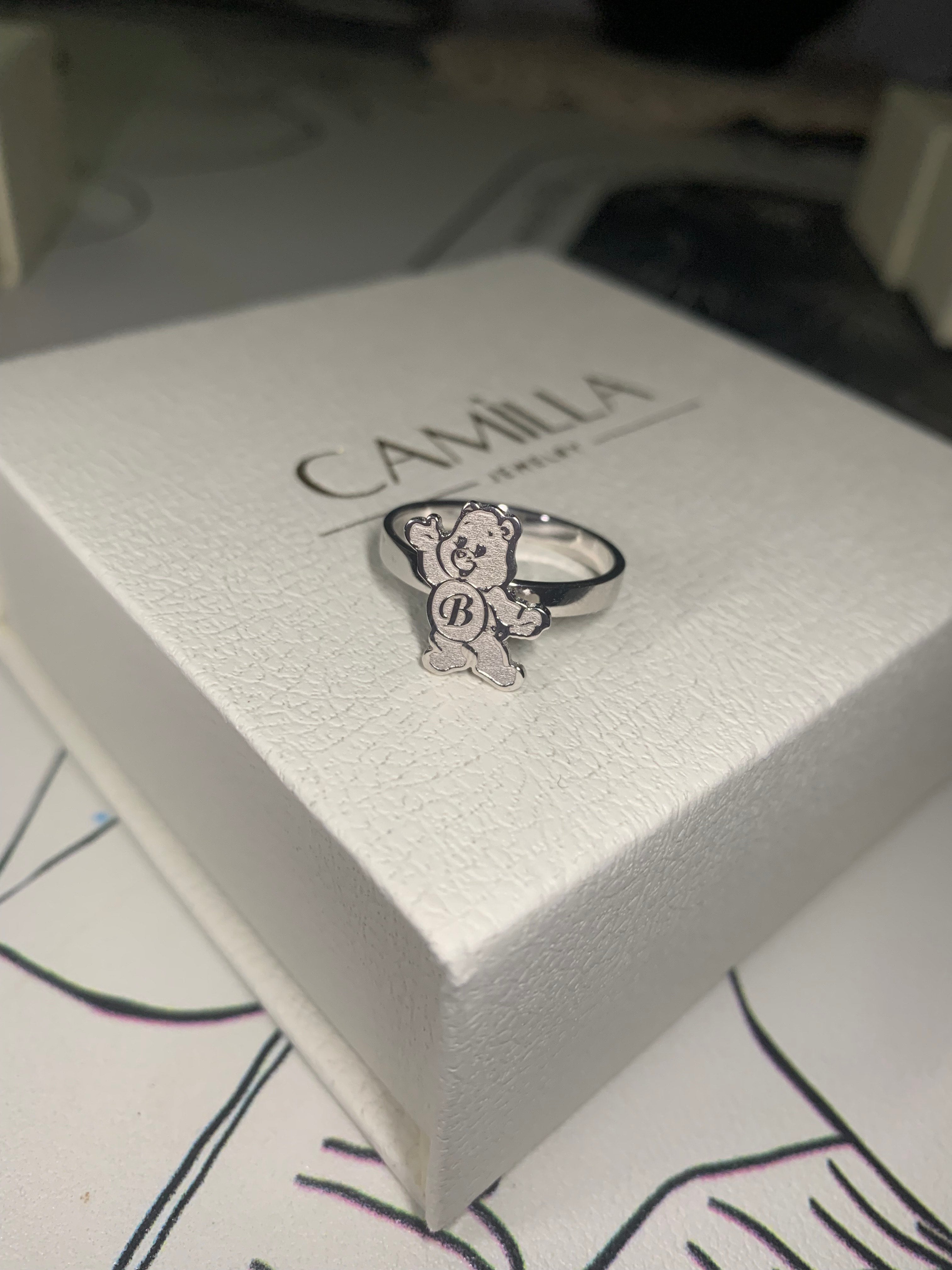 Custom Bear Initial Ring -camillaboutiqueshop