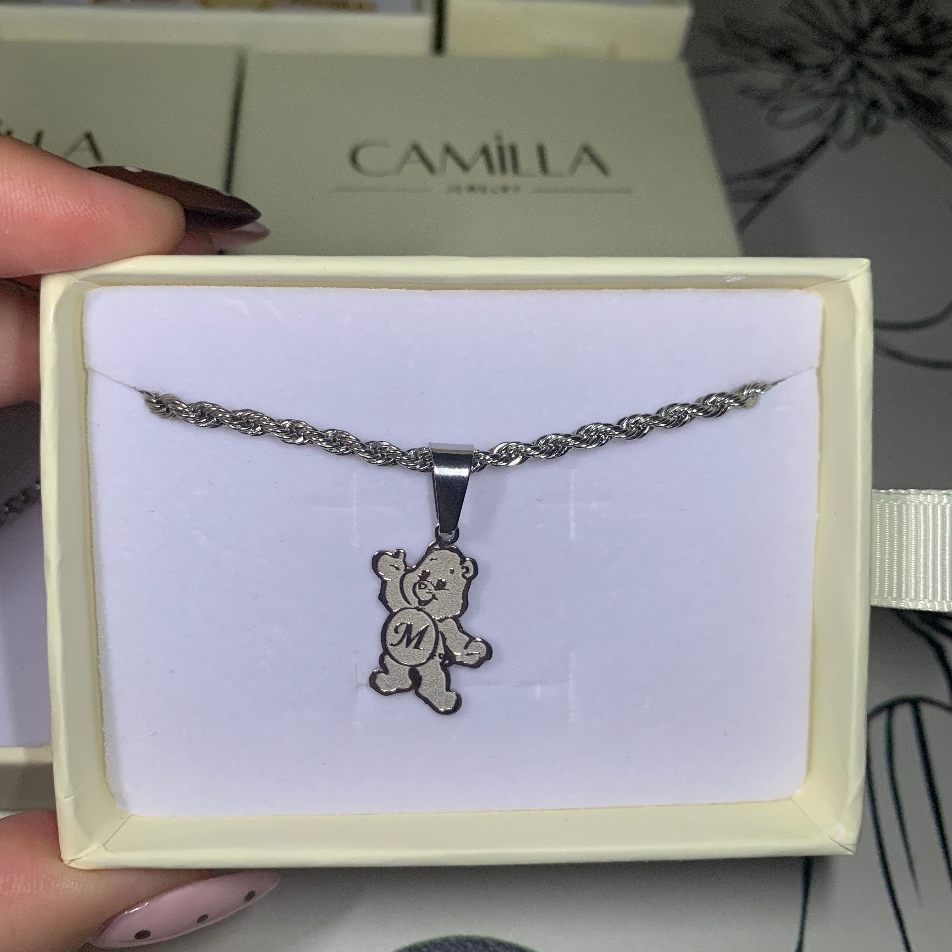 Custom Bears Initial Necklace -camillaboutiqueshop