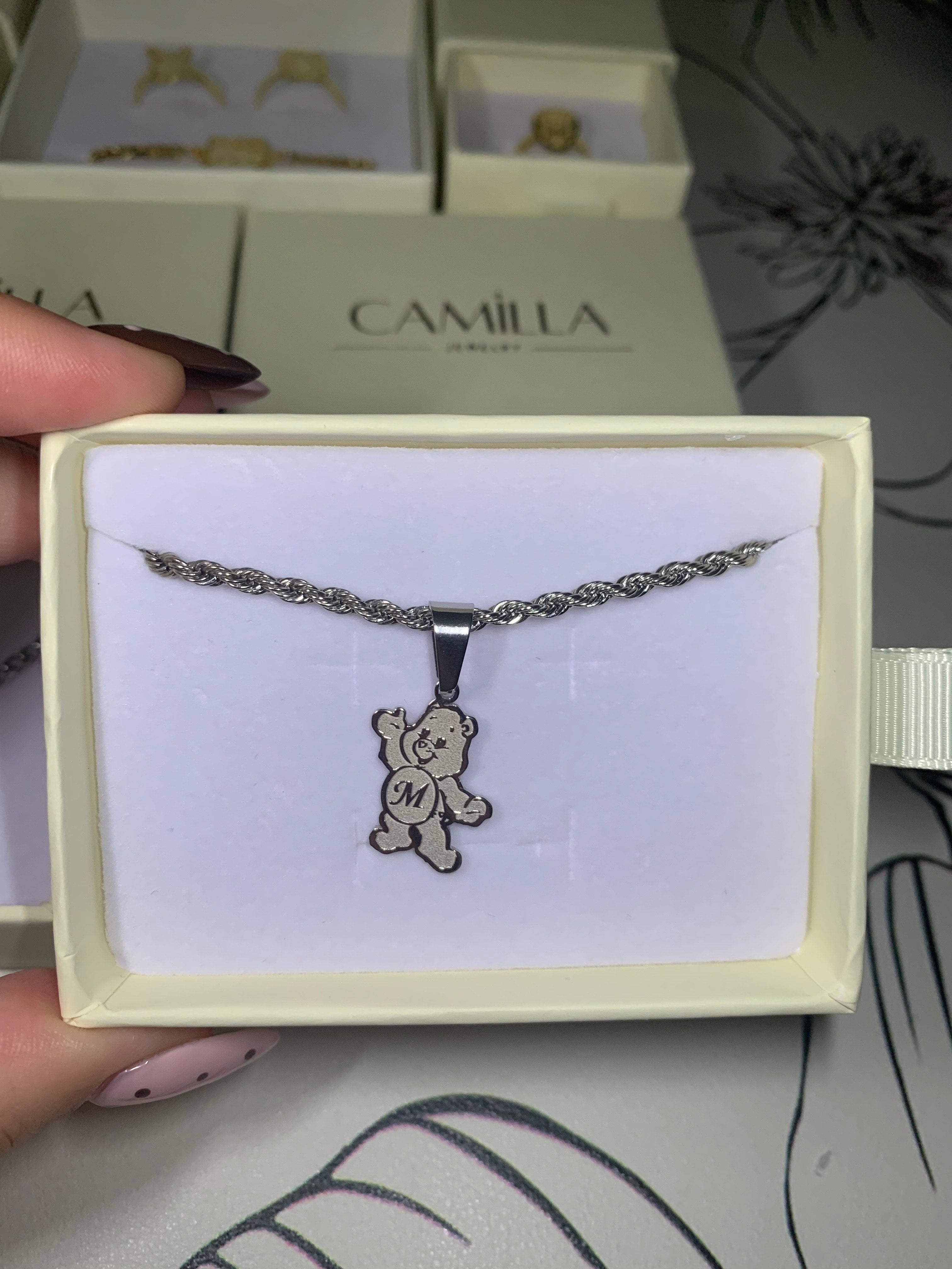 Custom Bears Initial Necklace -camillaboutiqueshop