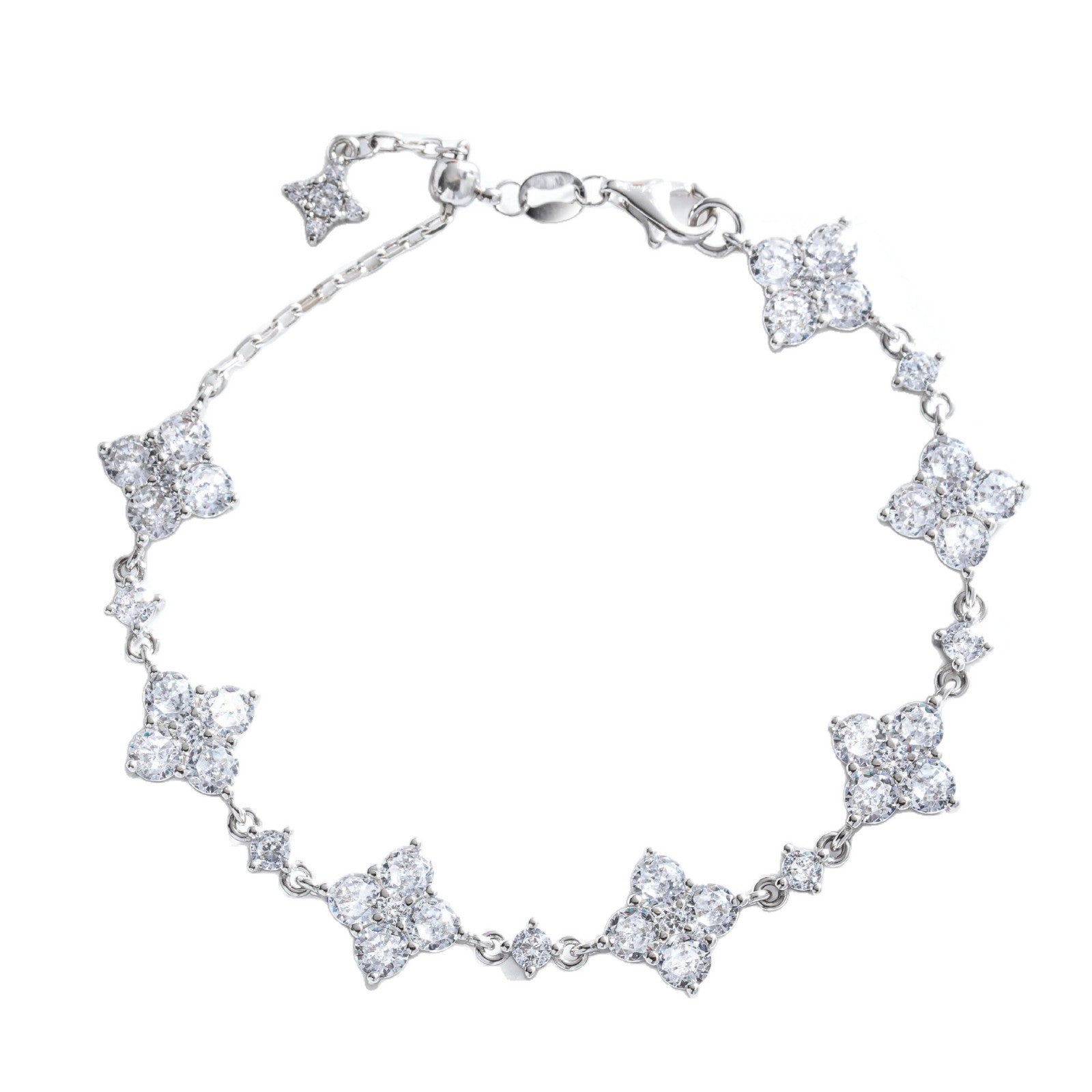 925 silver four-leaf full diamond  bracelet