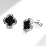 Black Onyx Diamanté Clover Stud Earrings - camillaboutiqueshop