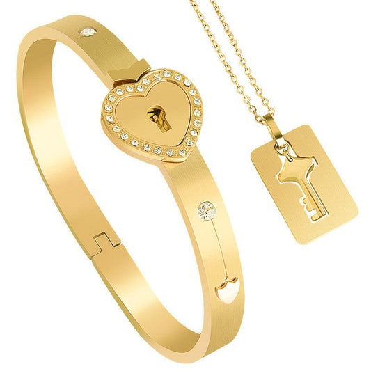 Lock Bracelet and Key Necklace