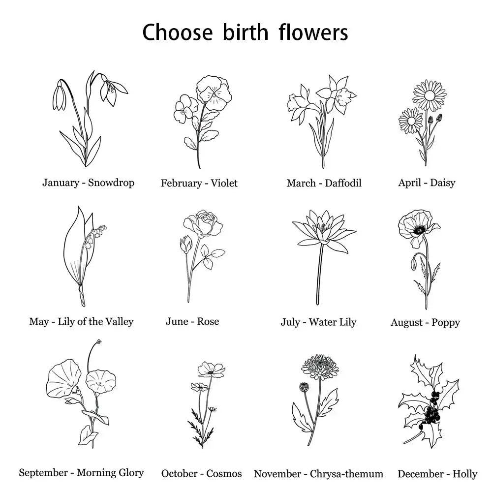 Birth Month Flower Name Necklace - Sterling Silver - Camillaboutiqueco camillaboutiqueshop.com
