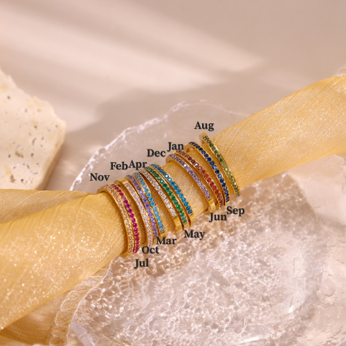 Birthstone Stackable Rings With Custom Name - camillaboutiqueshop