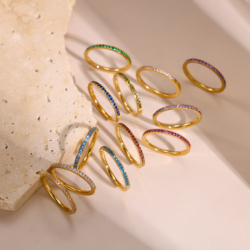 Birthstone Stackable Rings With Custom Name - camillaboutiqueshop