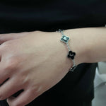 Black Onyx Clover Custom Name Bracelet - camillaboutiqueshop