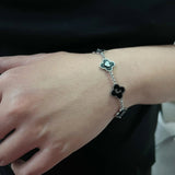 Black Onyx Clover Custom Name Bracelet - camillaboutiqueshop