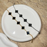 Black Onyx Clover Custom Name Bracelet - camillaboutiqueshop