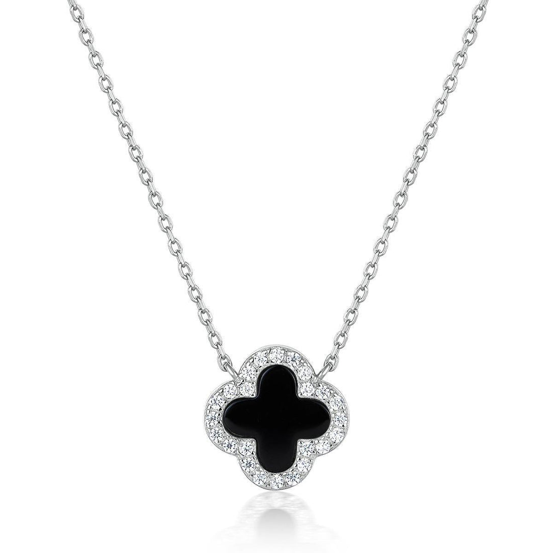 BLACK ONYX DIAMANTE CLOVER NECKLACE - Camillaboutiqueshop