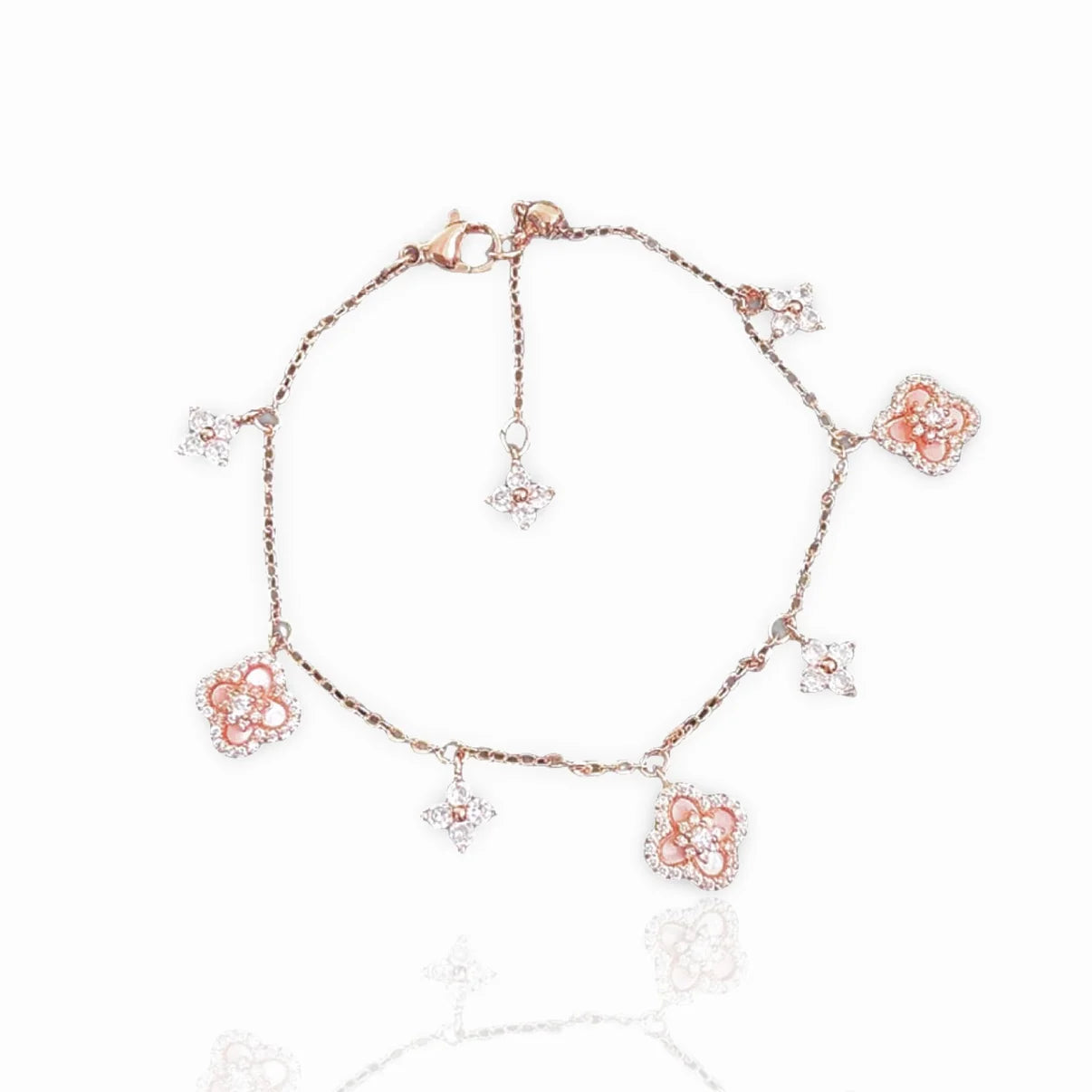 Charm Sakura Clover Bracelet - Rose Gold - Camillaboutiqueshop