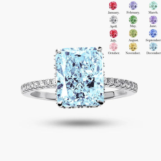 Classic Big Radiant Cut Birthstone Engagement Ring for Women - Camillaboutiqueshop