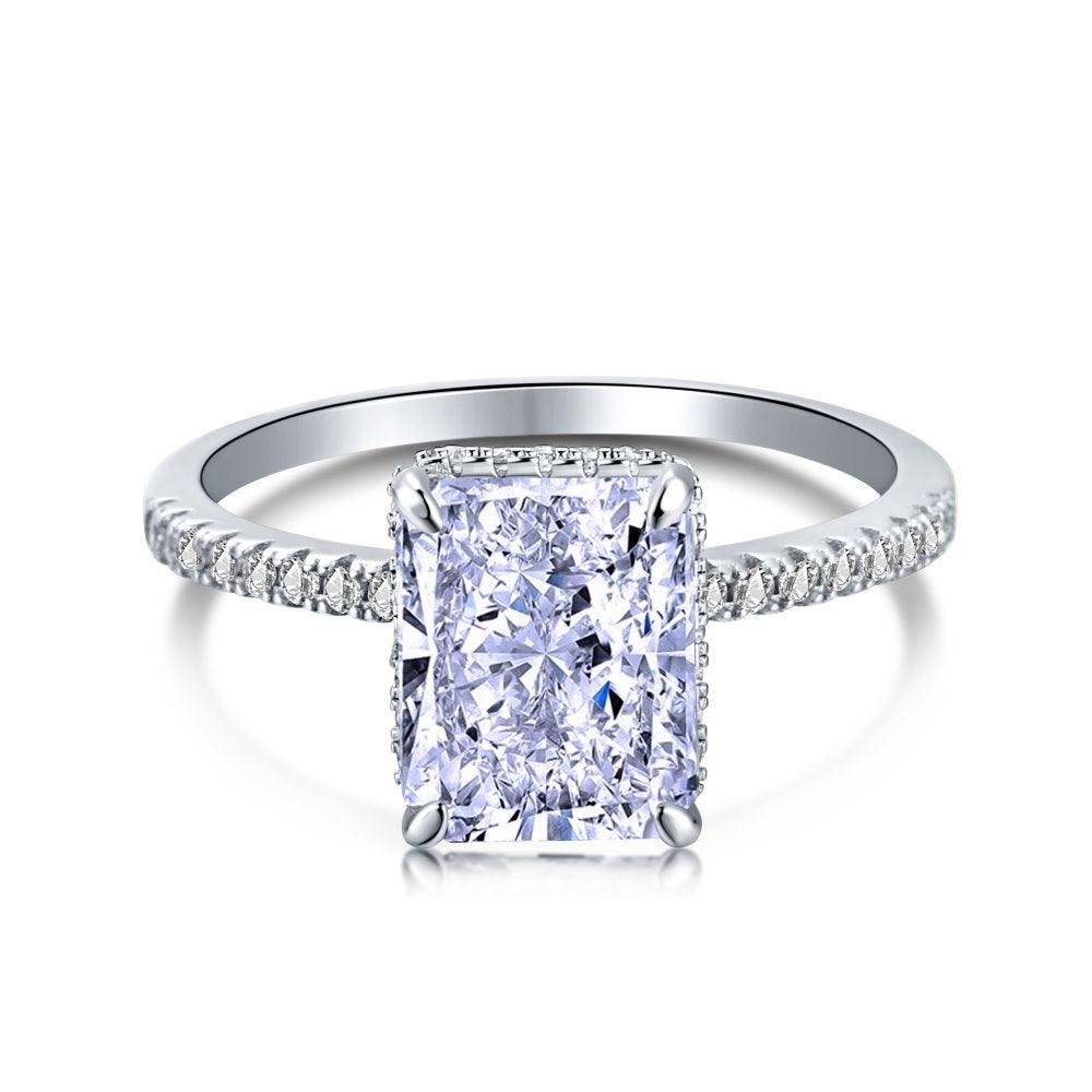 Classic Big Radiant Cut Birthstone Engagement Ring for Women - Camillaboutiqueshop